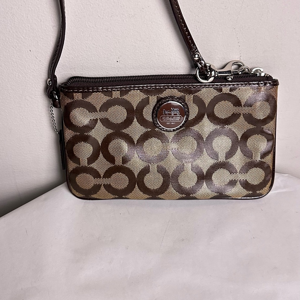 Coach Brown Monogram Clutch Wristlet